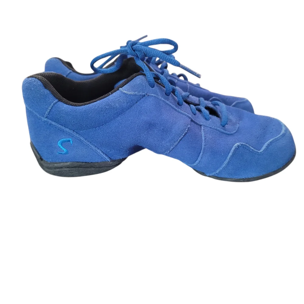 Fabulous Sansha Blue Suede Hip Hope Split Jazz Shoes Size 9 - Picture 2 of 5
